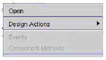 This figure shows the Design Actions contextual menu. 