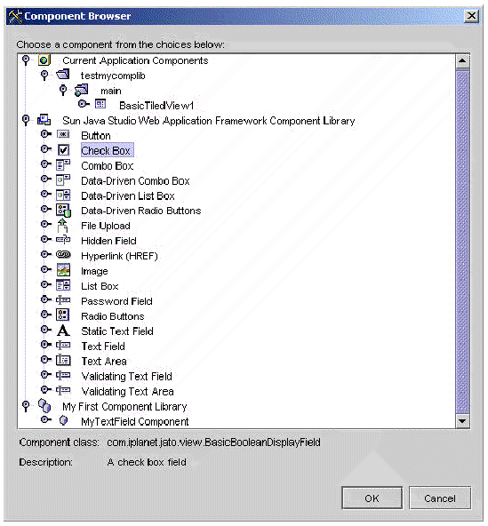 This figure shows the Non-Extensible Component Browser.