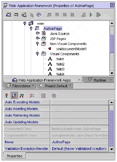 This figure shows the AuthorPage Explorer node and its property sheet. 
