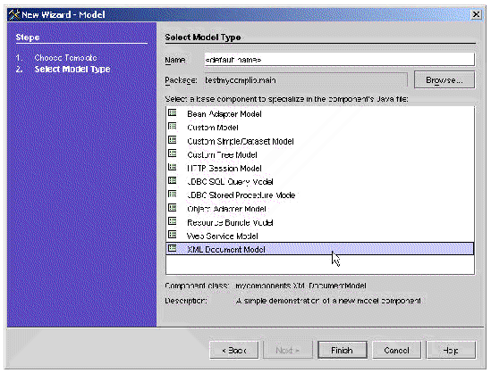 This figure shows the Select Model Type panel of the New Model wizard. 