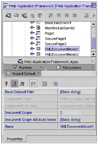 This figure shows the two XML Document Models that were just created: XMLDocumentModel1 and XMLDocumentModel2.