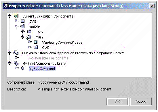 This figure shows the non-extensible Model component browser. This figure shows the non-extensible ContainerView component browser. This figure shows the non-extensible Command component browser. 