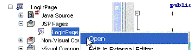 This figure shows the LoginPage JSP and how to open it.