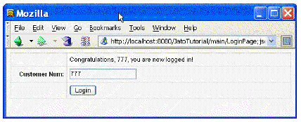 This figure shows the login page with a successful-login message.