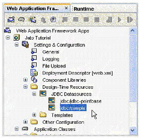 This figure shows the newly created JDBC Datasource node.