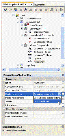 This figure shows the Model Reference property option.