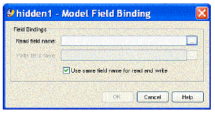 This figure shows the Model Field Binding property editor.