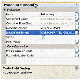 This figure shows the hiddenKey display field in the Explorer, with its property sheet. 
