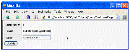 This figure shows the modified customer information.