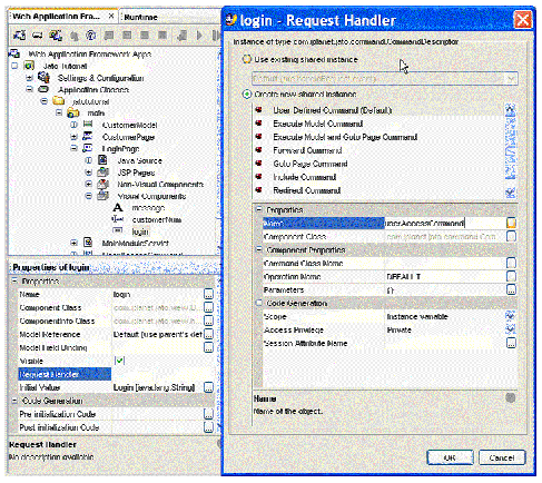 This figure shows the expanded Visual Components node with the login button node. 