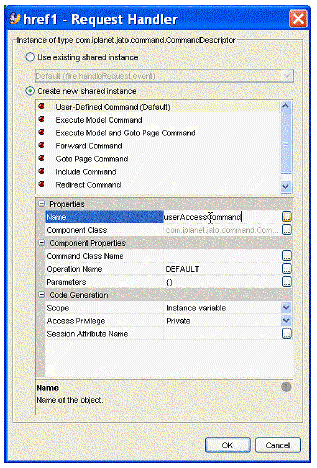 This figure shows the Request Handler editor.