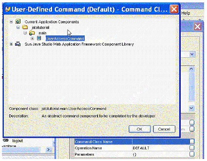 This figure shows the Command Class Name chooser dialog.
