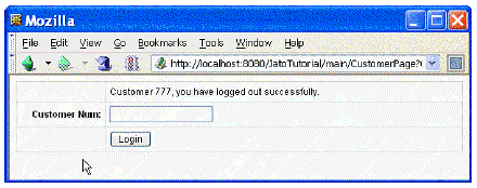 This figure shows a successful-logout message. 