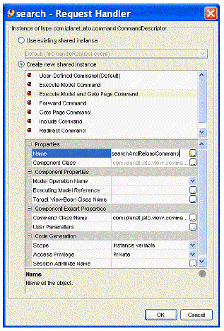 This figure shows the Request Handler editor.