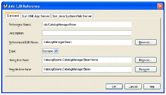 Screenshot of EJB Reference Property editor with additional value in Referenced EJB Name field.