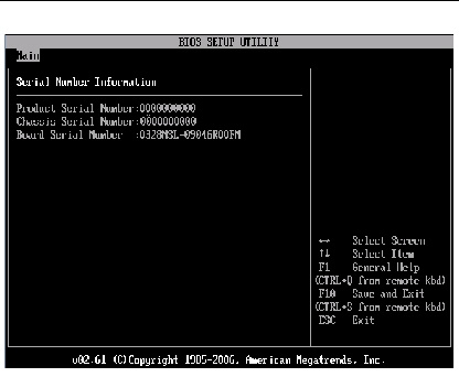 Graphic showing BIOS Setup Utility: Main -product information.