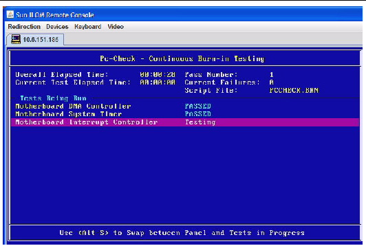 Figure showing the Pc-Check Continuous Burn-in Testing page.
