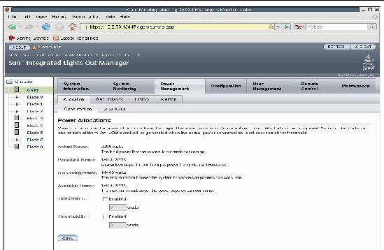 Power allocation metrics for the ILOM Web Interface