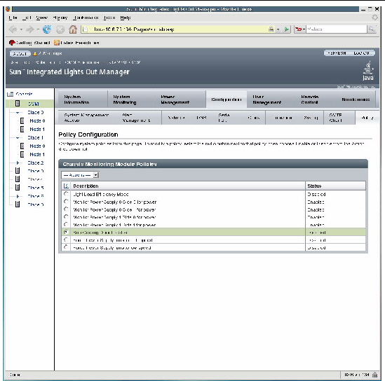 Screenshot of the policy configuration page