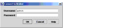 Connect to Broker dialog. Buttons from left to right: OK, Cancel, Help.