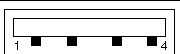 Diagram of a USB connector, showing its 4 pins.