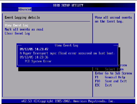 Graphic showing a DMI log screen with a sample system error message displayed.