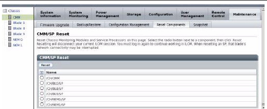 ILOM Reset Service Processor Window