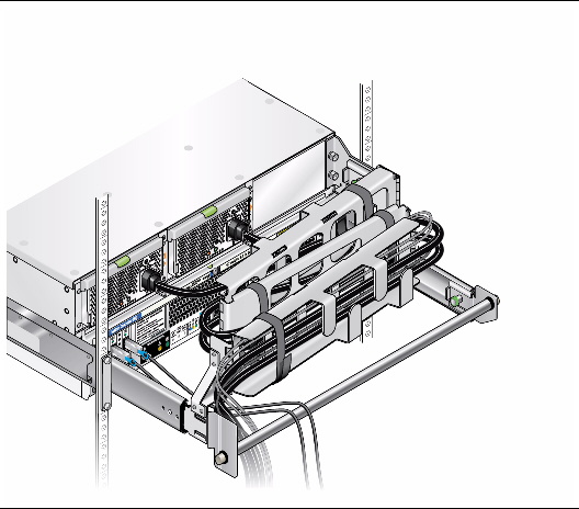 Graphic showing back panel and installing SAS cables onto a system with the CMB.