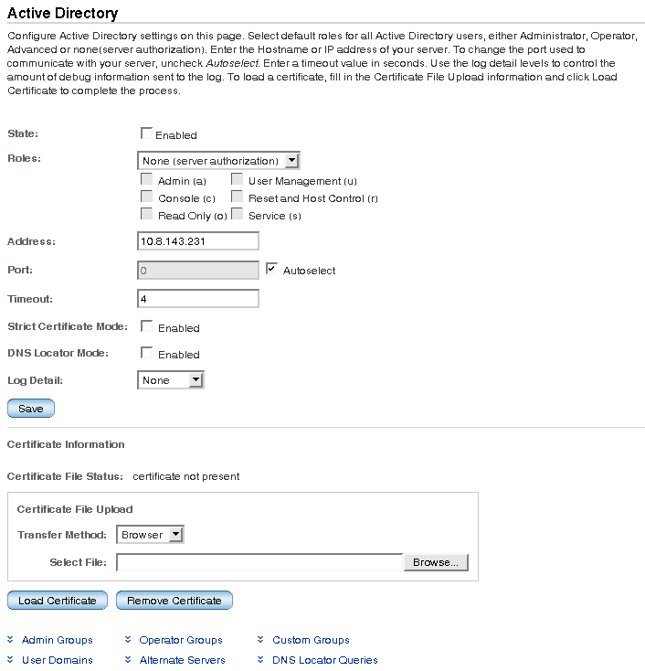 Active Directory page