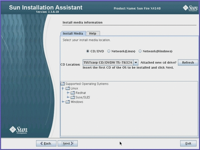 Graphic showing Install Media Information screen.