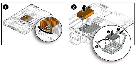 Figure showing heatsink and CPU removal.