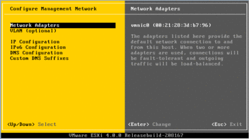 ESXi Network Adapter 2 Configuration