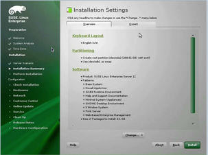 Installation Settings screen