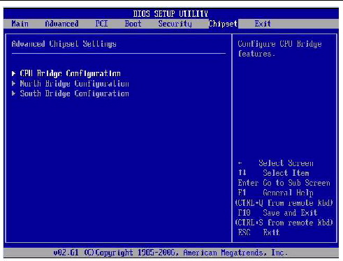BIOS Setup Utility: Advanced ChipsetGraphic showing BIOS Setup Utility: Chipset - Advanced Chipset Settings.