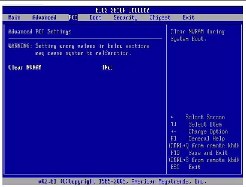 BIOS Setup Utilty: Advanced PCI SettingsGraphic showing BIOS Setup Utility: PCI - Advance PCI Settings.