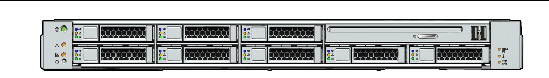 Figure showing the front panel of the Sun fire X4170 Server.