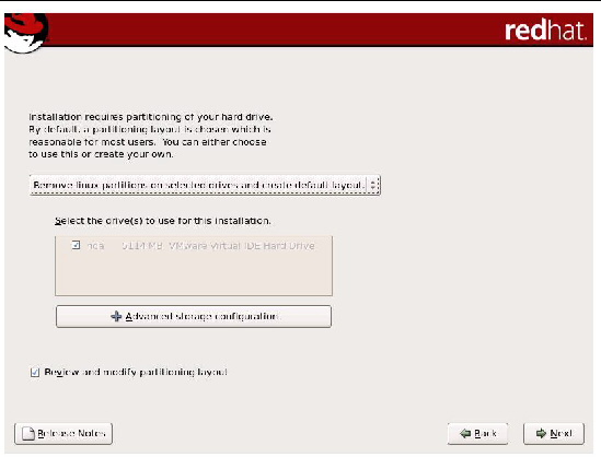 Graphic showing the Disk Partitioning Setup screen.