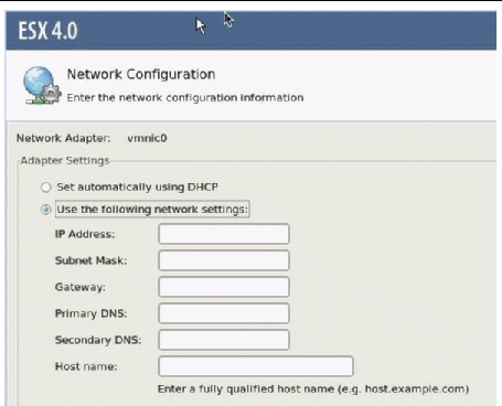 Graphic showing the VMware Network Configuration Dialog (screen 2).