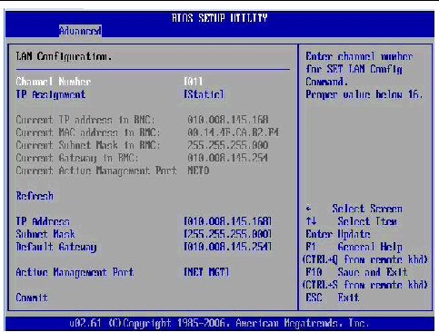 Graphic showing BIOS Setup utility: Advanced - LAN Configuration.