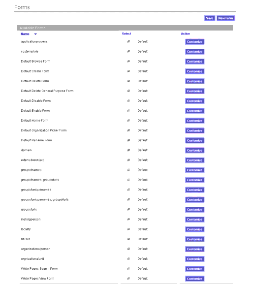 Use the Forms page to customize forms.