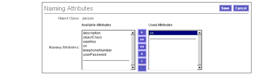 Use the Naming Attributes selection tool to add or remove naming attributes to/from the role.