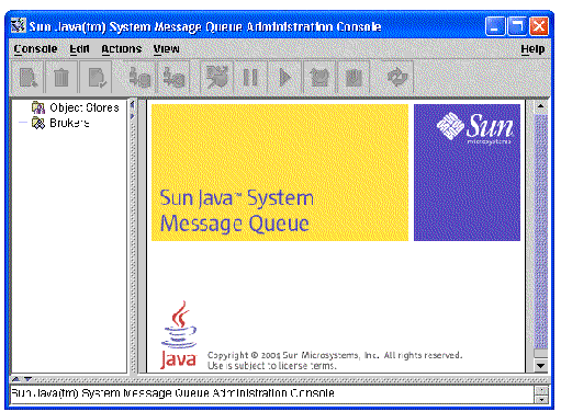 Screen capture showing Message Queue Admin Console.