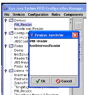 Screen capture of the RFID Configuration Manager Edit Devices dialog box. Buttons are Ok and Cancel.