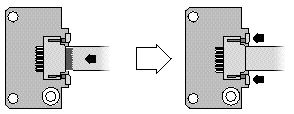 Figure showing the ribbon cable being inserted into the cable lock drawer.