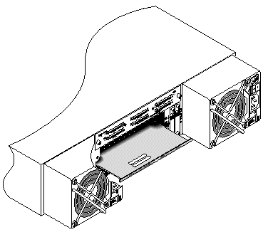 Figure showing the terminator module partially pulled out of the chassis.