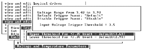 Screen capture shows the Input Voltage Trigger Threshold changed to 3.5 (volt). 