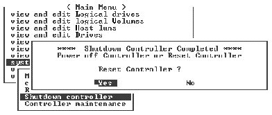 Screen capture showing a "Reset controller?" confirmation message
