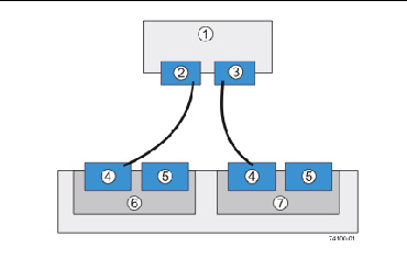 Figure showing a direct topology: One host connected to each controller.