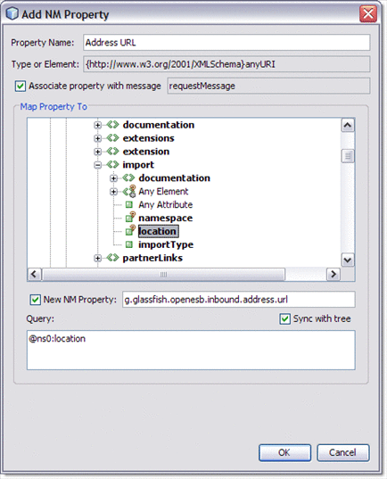 Image shows the NM Property Shortcut dialog box