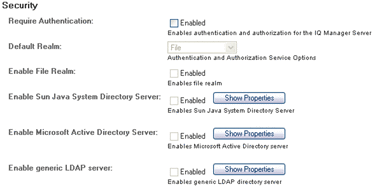 Screen capture showing Security properties options.